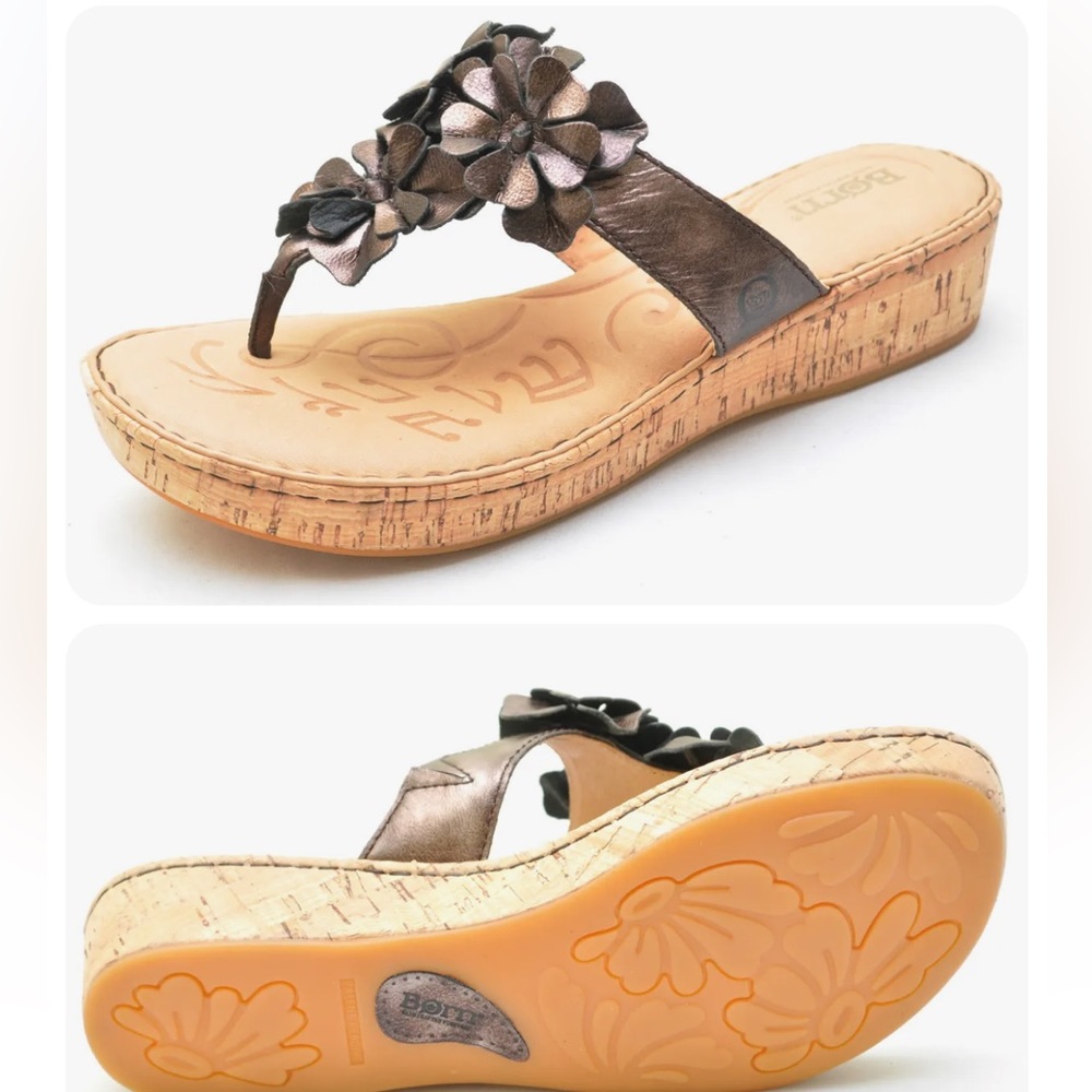 Born Metallic Brown Floral Sandals